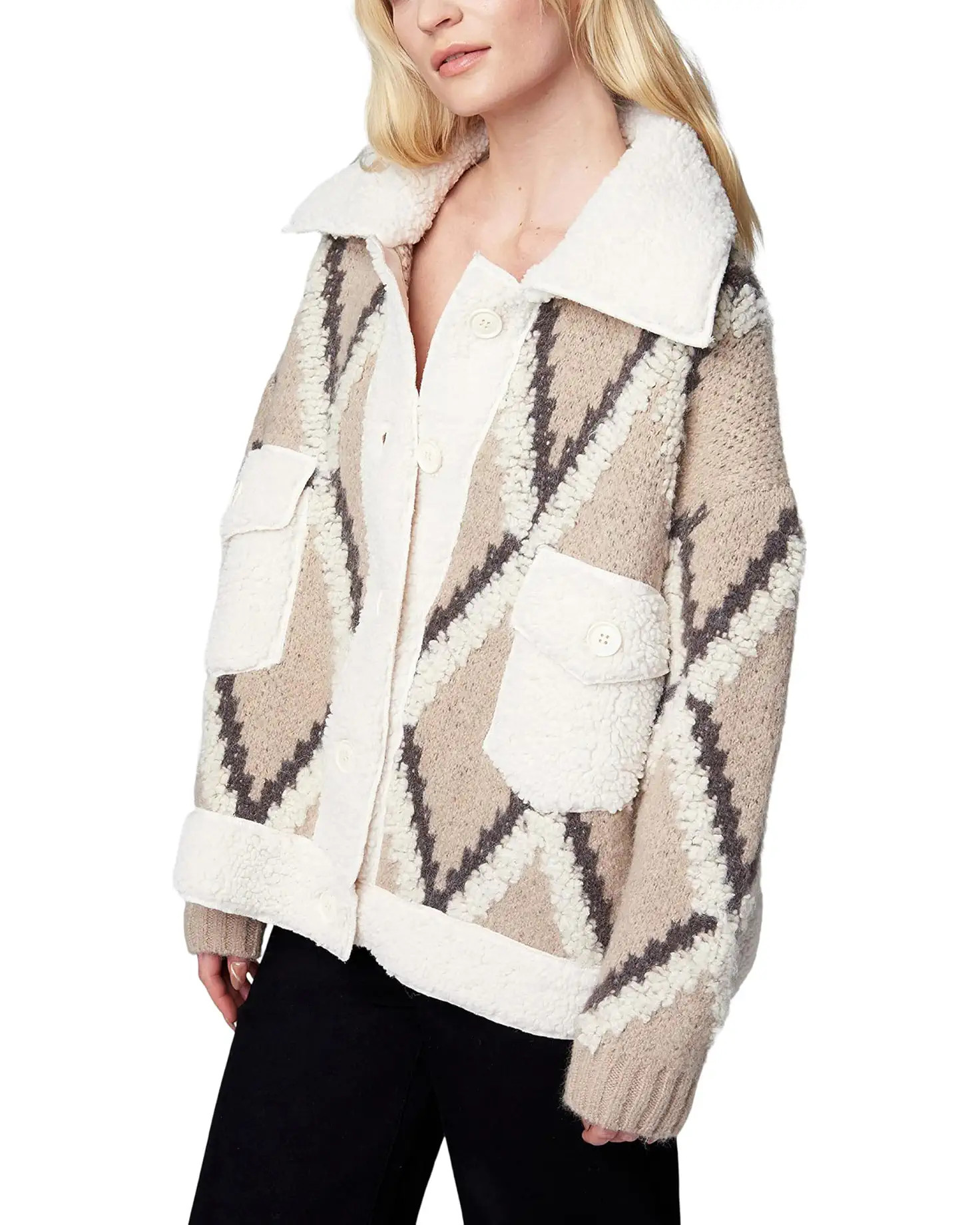 Sherpa Button Front Sweater | Zappos