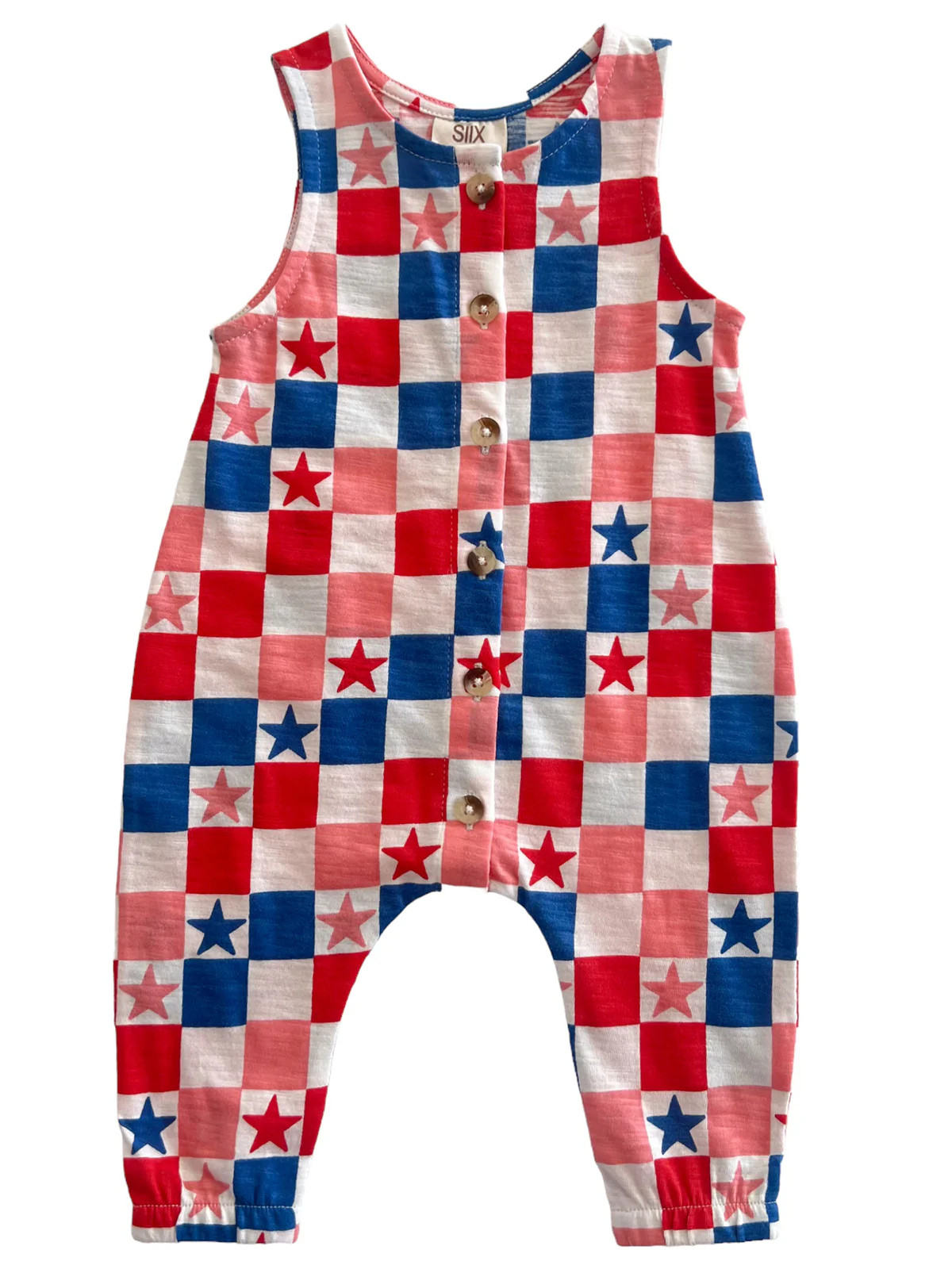 Red, White, Blue & Pink Checkerboard / Organic Bay Jumpsuit | SpearmintLOVE