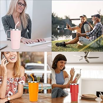 Sursip 24 oz Insulated Cup with Handle, Double Wall Vacuum Stainless Steel Tumbler with Straw and... | Amazon (US)