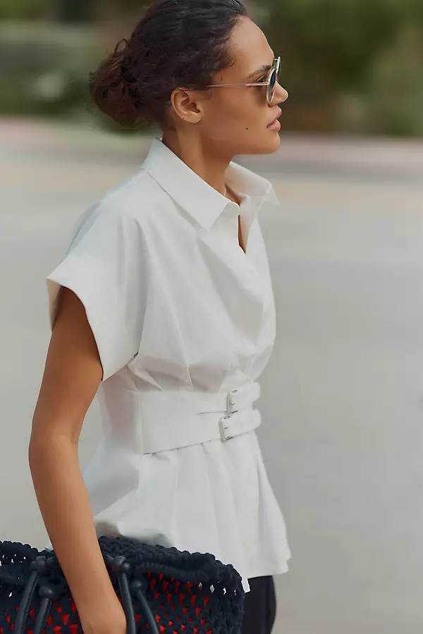 The Tobie Pleated Blouse by Exquise: Double-Buckle Edition | Anthropologie (US)