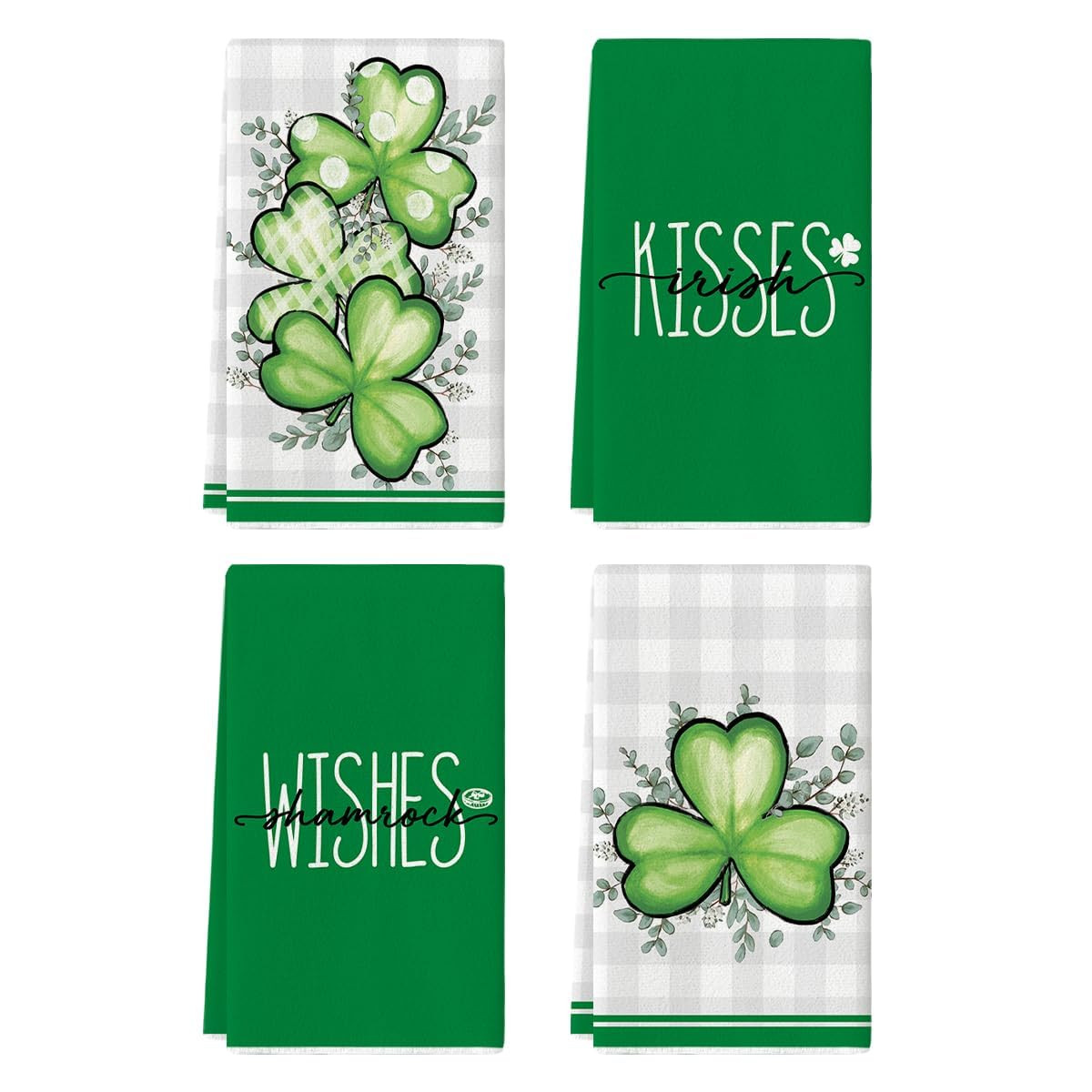 Artoid Mode Green Buffalo Plaid Shamrock St. Patrick's Day Kitchen Towels Dish Towels, 18x26 Inch... | Amazon (US)