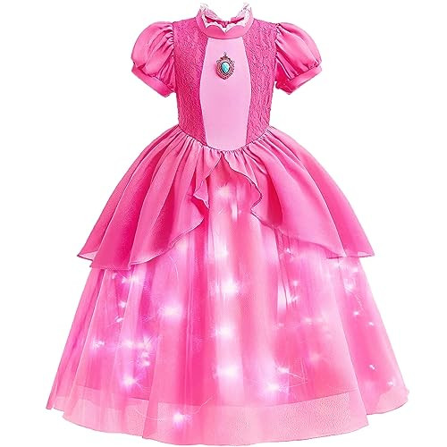 Minetom Princess Dresses for Girls Costume Toys Light up Princess Dress up Clothes for Little Girls Birthday Christmas Gifts Holiday Cosplay Party Outfit 7-8 Years | Amazon (US)