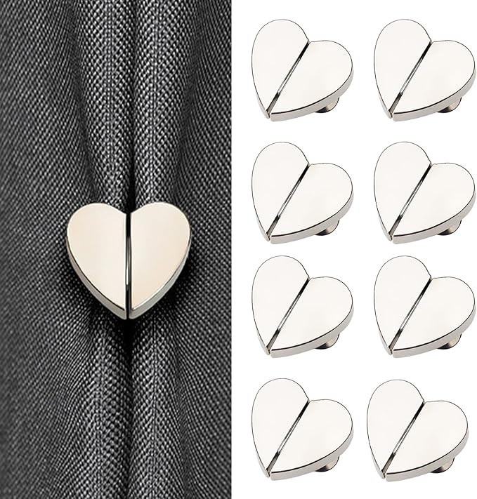 8 Pair Heart-Shaped Magnetic Curtain Closure \u2013 Curtain Clips Decorative Detachable Buckle fo... | Amazon (US)