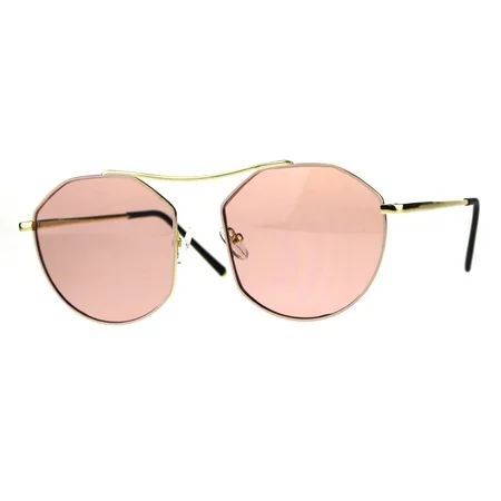Mens Unique Luxury Metal Rim Bridgeless Color Lens Sunglasses Pink | Walmart (US)