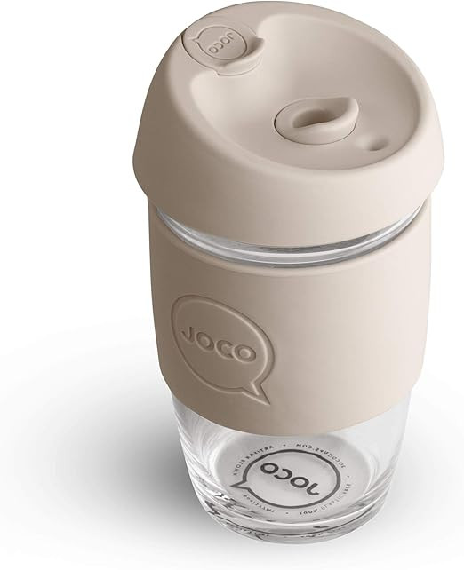 JOCO 6 oz Glass Reusable Utility Cup with Lid (Sandstone) | Amazon (US)