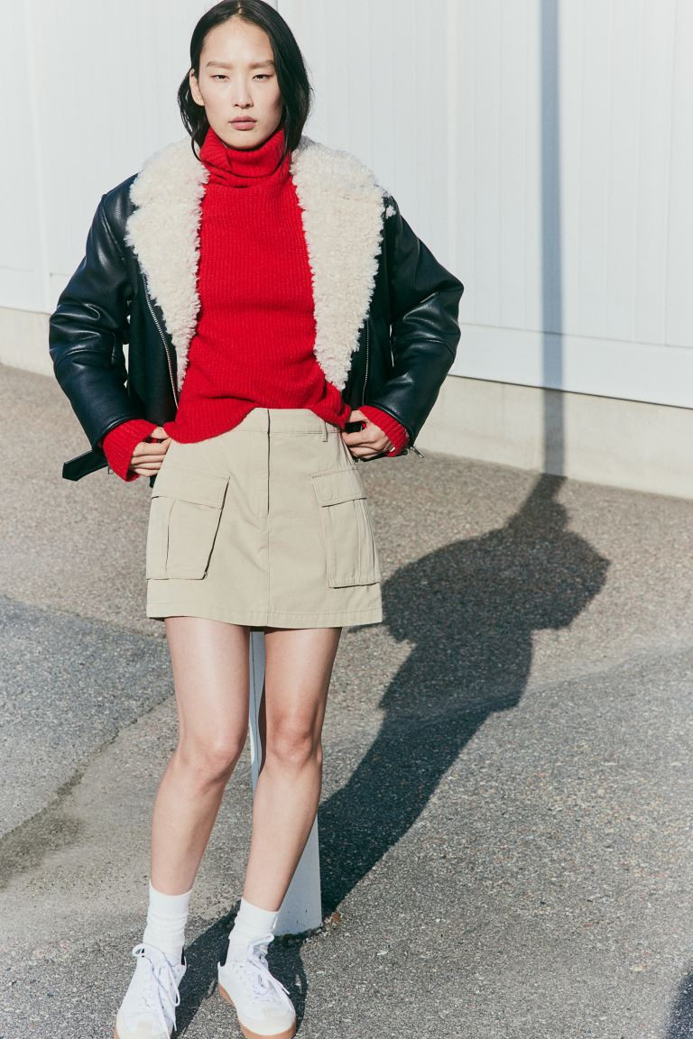 Jersey de cuello alto en punto de canalé | H&M (FR, IT, ES, PT, BE)