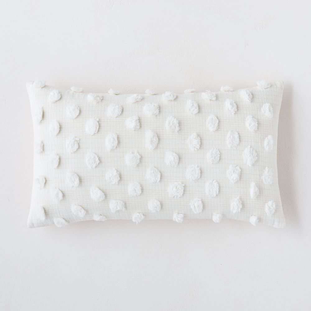 Candlewick Pillow Cover, 12&amp;quot;x21&amp;quot;, White | West Elm (US)