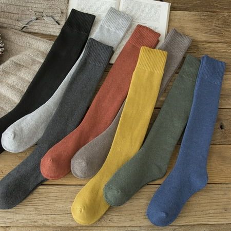 WGOUP Women s Tall Socks Autumn And Winter Thickened Calf Socks Cotton Long Socks Yellow(Buy 2 Get 1 | Walmart (US)