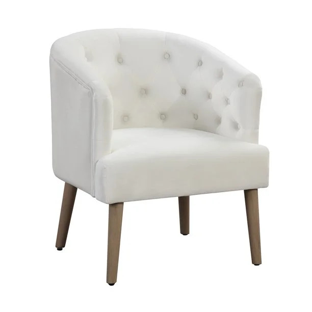 Better Homes & Gardens Barrel Accent Chair, Vanilla Dream Beige, Velvet Upholstery | Walmart (US)