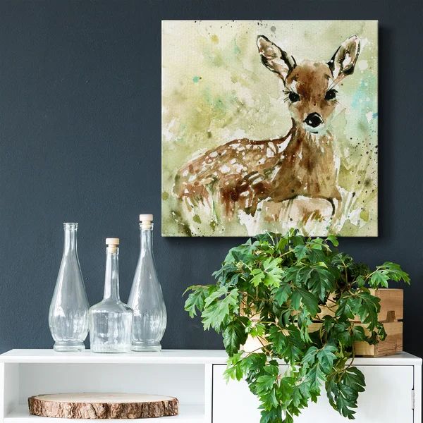 Fawn In Spring - Wrapped Canvas Print | Wayfair North America