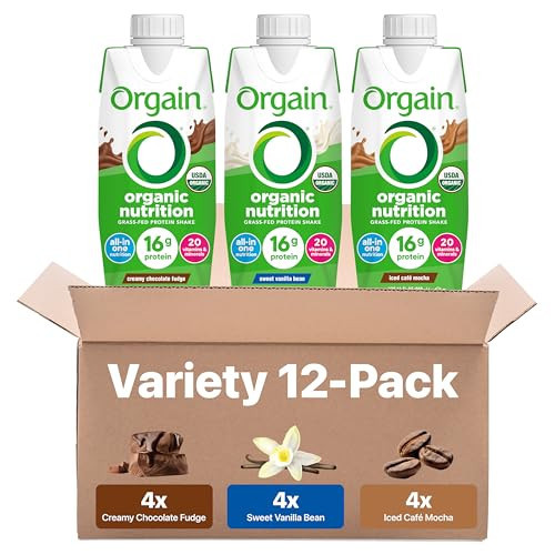 Orgain Organic Nutritional Protein Shake, 16g Grass Fed Whey Protein, Meal Replacement, 20 Vitamins & Minerals, Fruits & Vegetables Variety Pack, Chocolate, Vanilla, Mocha, 11 Fl Oz (12 Pack) | Amazon (US)