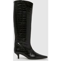 schuh Darce Leather Wide Leg Knee Boots in Black, Size: 8 (EU 41) | Schuh