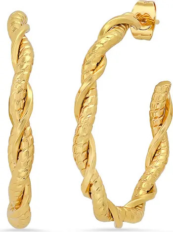 HMY JEWELRY Textured Twist Hoop Earrings | Nordstromrack | Nordstrom Rack