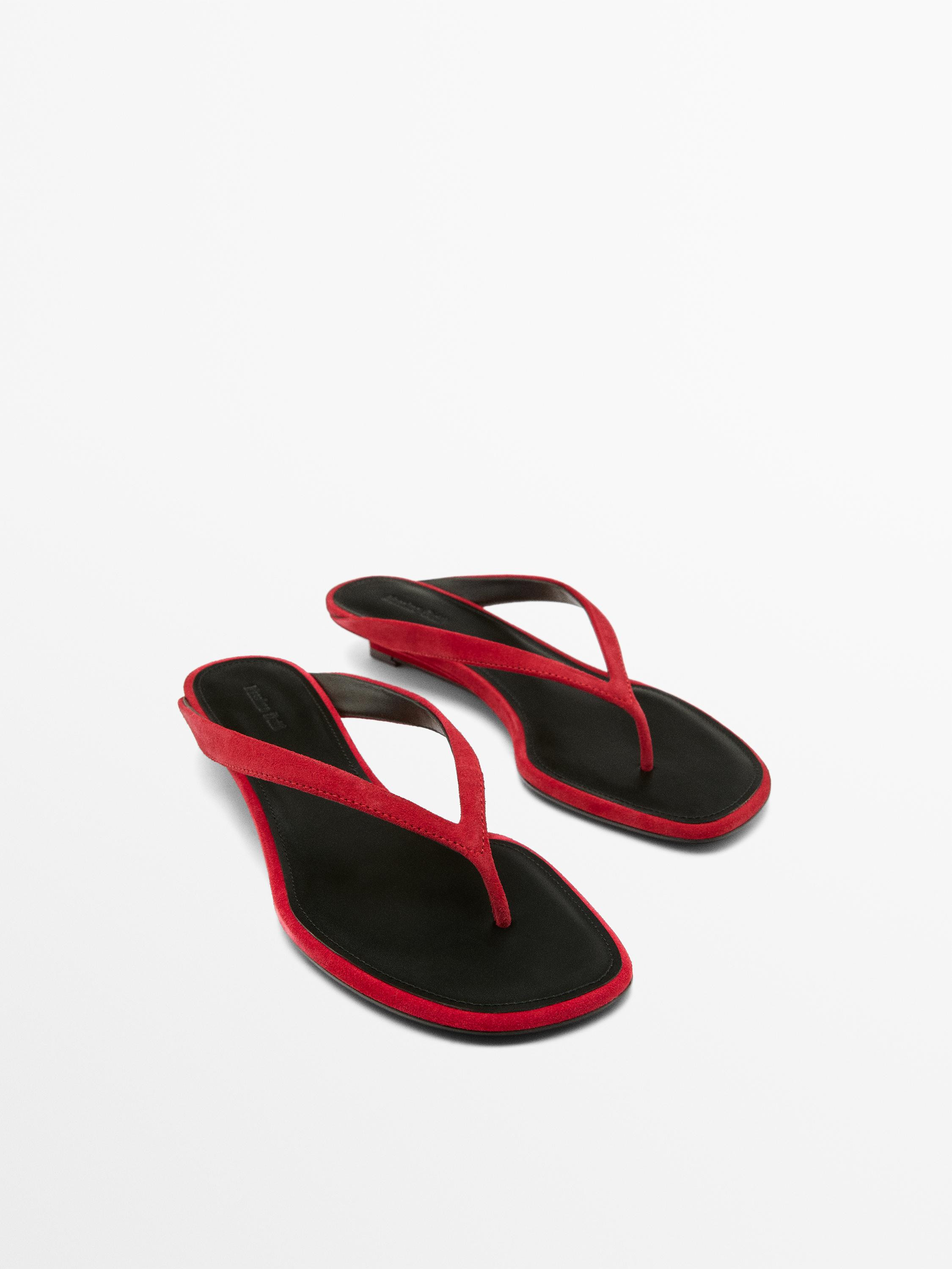 Mid-heel sandals with toe divider | Massimo Dutti UK