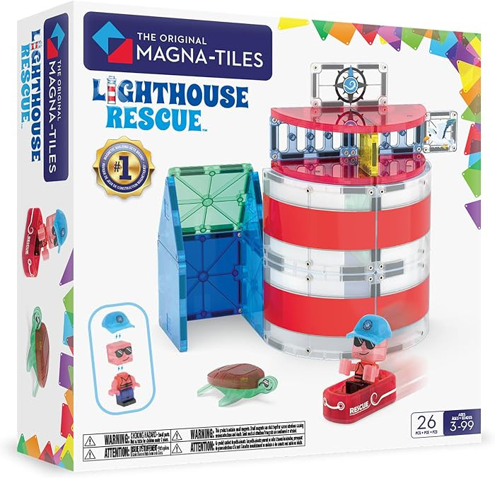 MAGNA-TILES Lighthouse Rescue 26-Piece Magnetic Construction Set, The Original Magnetic Building ... | Amazon (US)