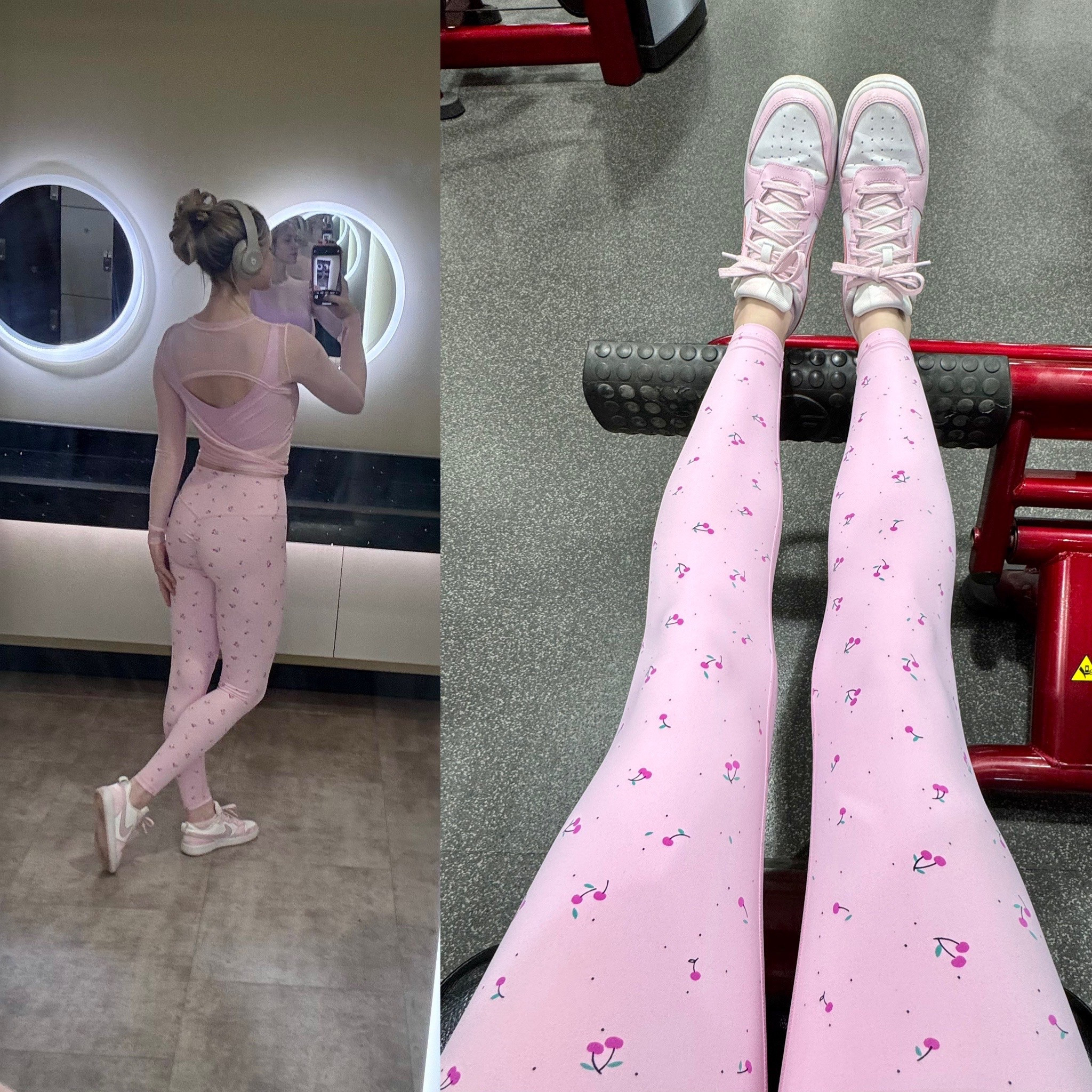 Gym outfit of the day! I absolutely adore these cherry print leggings from Astoria Activewear. This bubblegum pink sheer mesh wrap top from Popflex pairs perfectly with them! 🌸🍒

Activewear, athlesiure wear, gym outfit, active outfit, cherry, cherries, pink, Barbiecore, Popflex, Astoria, gym ootd, activewear ootd, spring outfit, spring style, leggings 

#LTKActive #LTKFindsUnder100