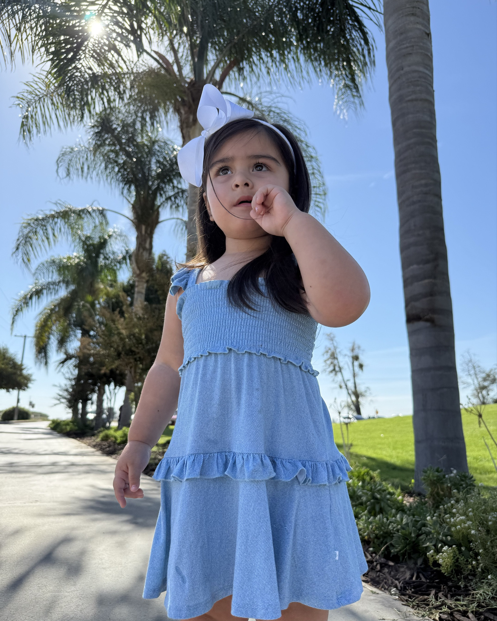 Staying cool in her denim blue dress while in her nuna stroller 

#LTKFamily #LTKKids #LTKBaby