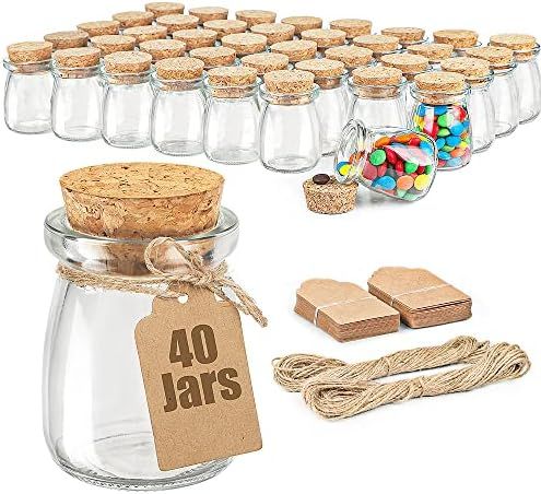 Ritayedet 40 Pack Glass Favor Jars with Cork Lid, 3.4 oz Small Glass Bottles for Wedding Favor, B... | Amazon (US)
