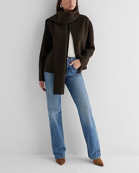 Wool-blend Scarf Collar Coat | Express