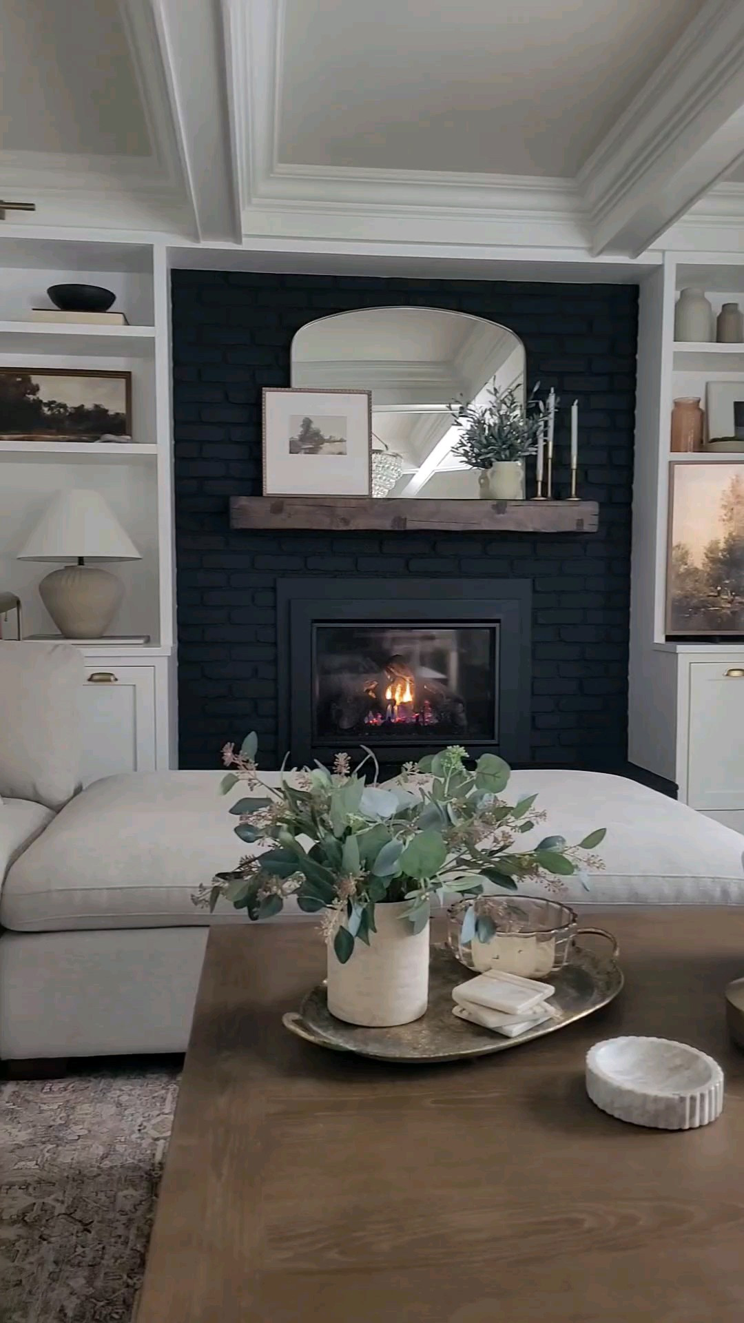 Living room or family room fireplace and mantle decor,  mantle styling,  built in styling,  coffee table styling,  lots of Target home finds, Amazon home,  studio mcgee and hearth & Hand,  gallery wall,  wall art,  and the perfect coffee table to style with your sectional sofa and cube ottomans!

#LTKWatchNow #LTKHome #LTKStyleTip