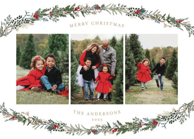 "Holiday Vine" - Customizable Christmas Photo Cards in Red by Susan Moyal. | Minted