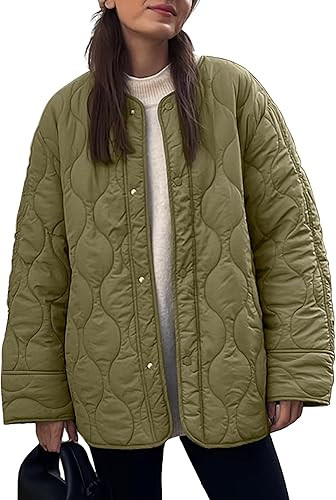 PEHMEA Women's Oversized Lightweight Quilted Jacket Button Down Fall Winter Coats Puffer Padded w... | Amazon (US)