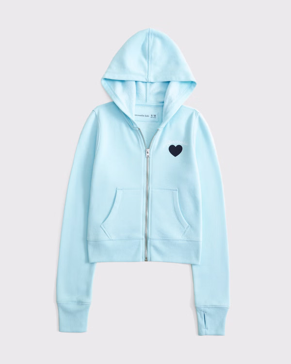 girls slim graphic full-zip hoodie | girls tops | Abercrombie.com | Abercrombie & Fitch (US)