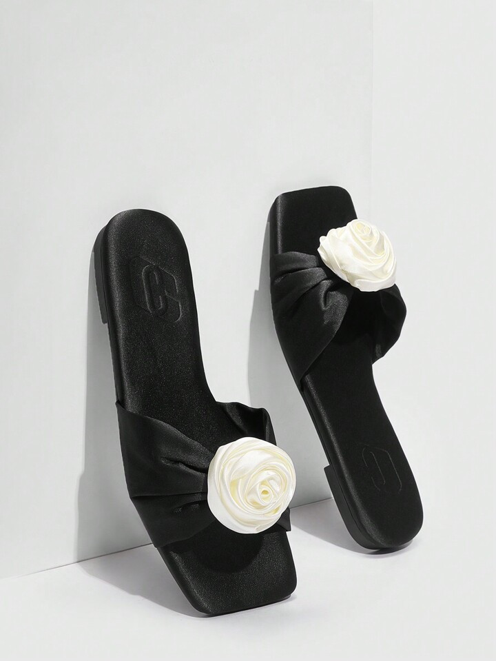 CUCCOO CHICEST Woman Shoes Fashionable Black Flat Slippers Wedding Shoes For Summer Vacation Shoes Summer Spring Shoes Spring Break Easter | SHEIN