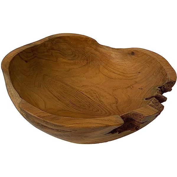 delightful contemporary rustic wooden serving or display bowls carved from the roots of giant teak t | Amazon (UK)