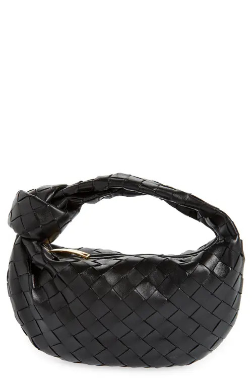Bottega Veneta Mini Jodie Intrecciato Leather Top Handle Bag in Black/gold at Nordstrom | Nordstrom