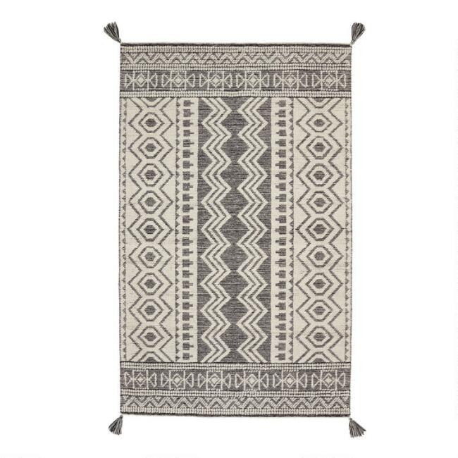 Black Cotton and Ivory Wool Moroccan Style Safi Area Rug | World Market