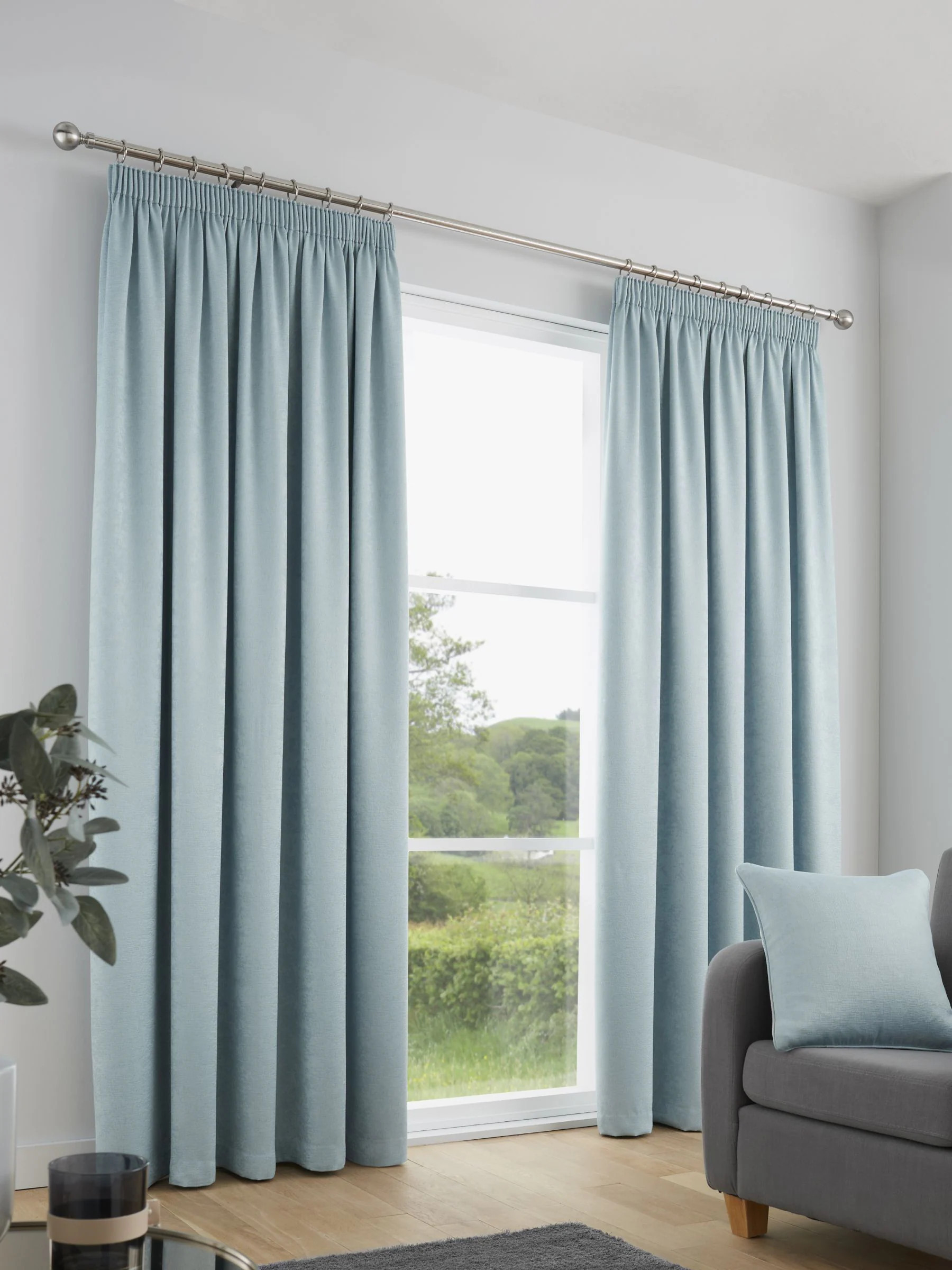 Fusion Fusion Duck Egg Galaxy Room Darkening Woven Pair of Pencil Pleat Curtains | Next US