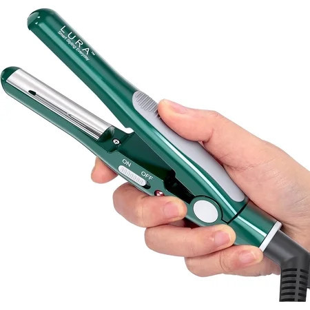 Lura Small Flat Iron for Pixie Haircut 1/2 inch Nano Titanium Curved Plates Travel Hair Straightener for Short Hair Green | Walmart (US)