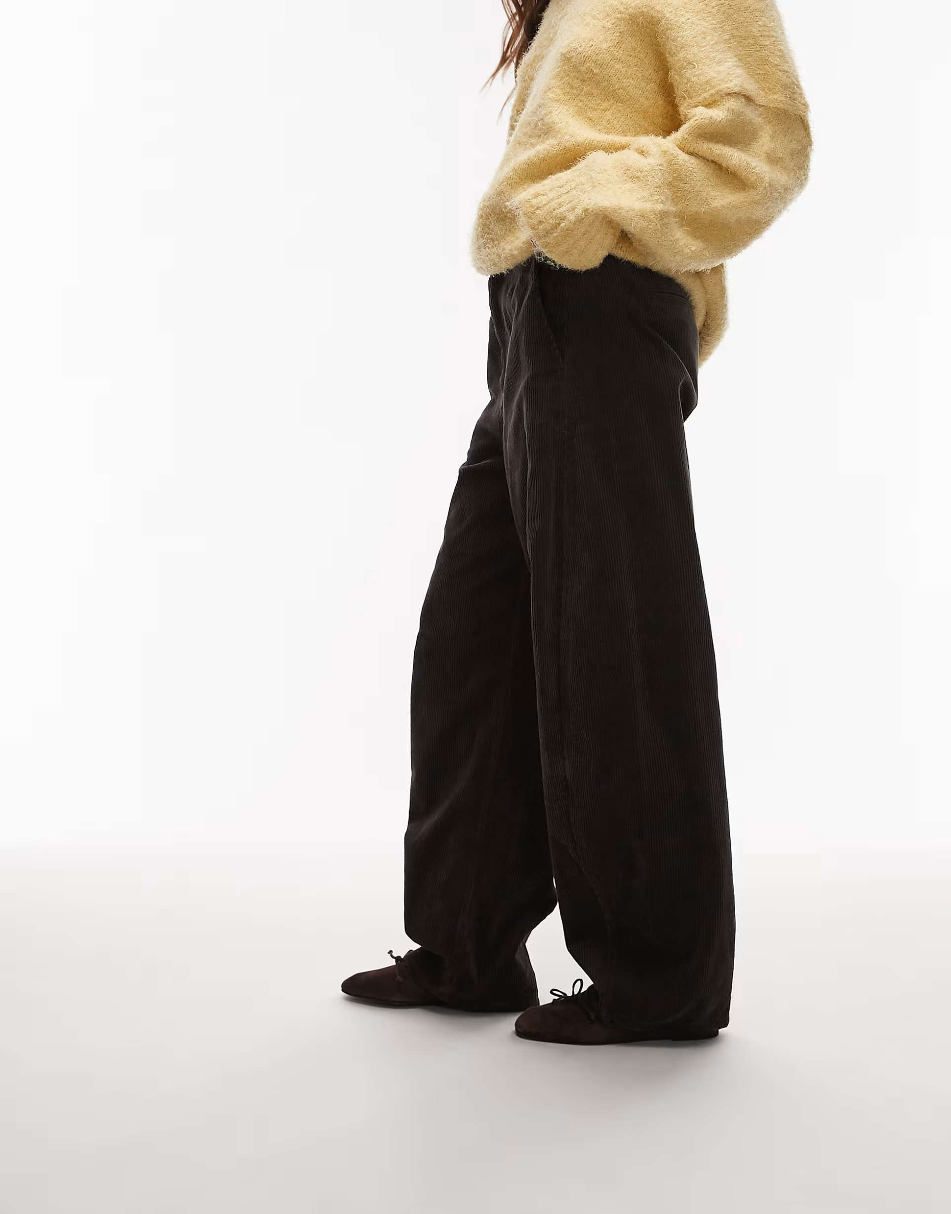 ARKET cord barrel leg trousers in seam detail in brown | ASOS (Global)