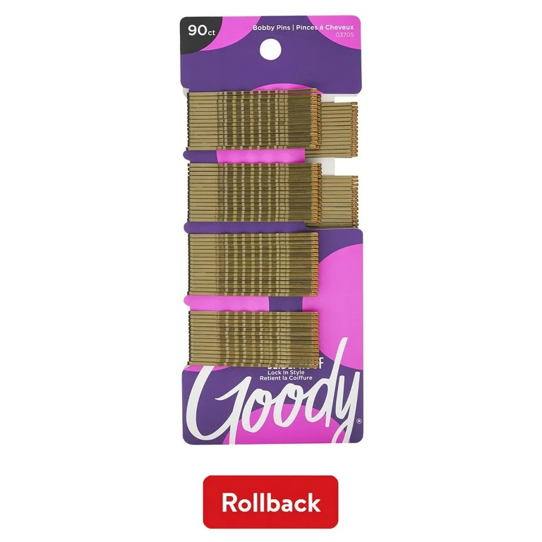 Goody Brown Bobby Pins Slideproof Grip 90Ct Secure Hold - Walmart.com | Walmart (US)