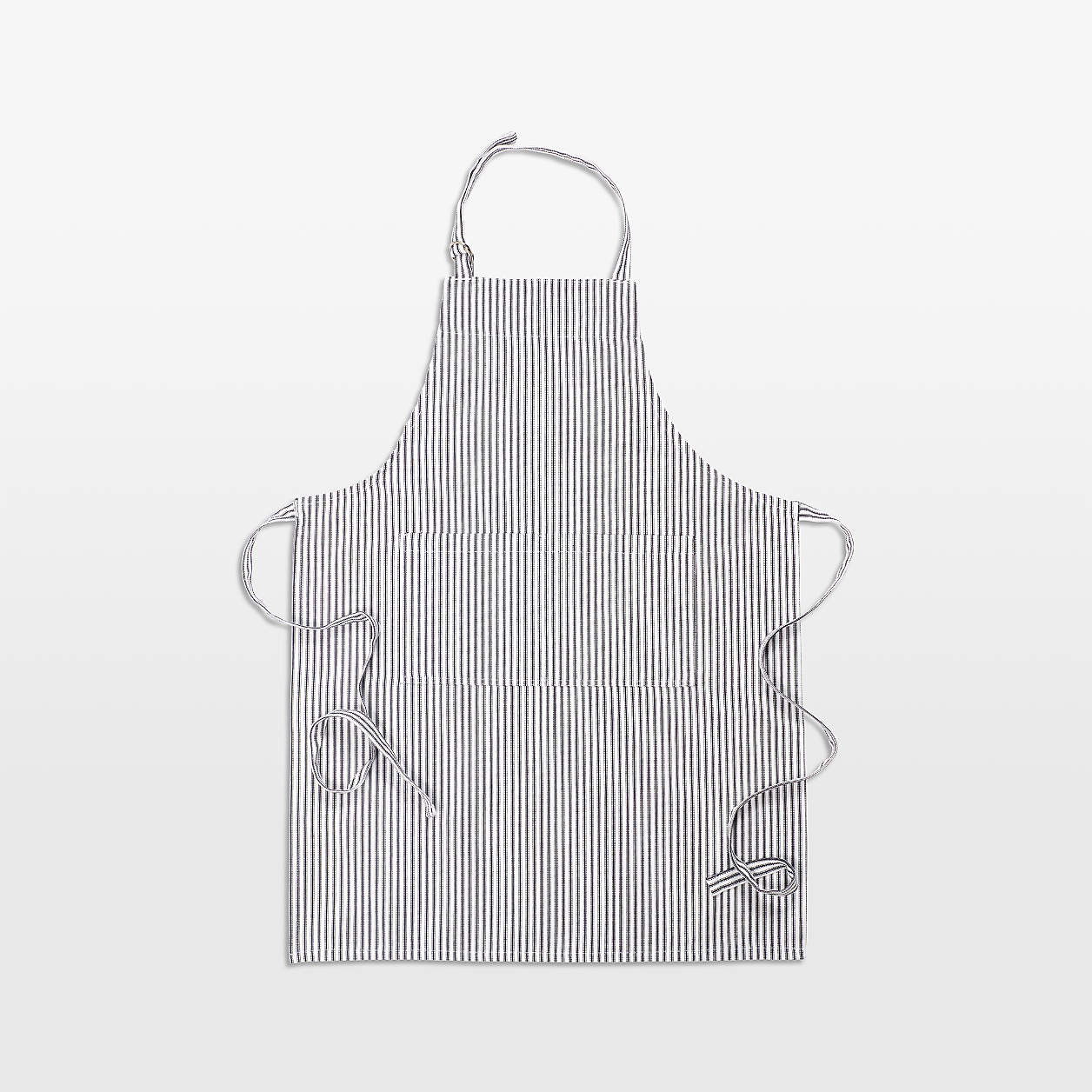 Metro Stripe Black Cotton Apron | Crate & Barrel | Crate & Barrel