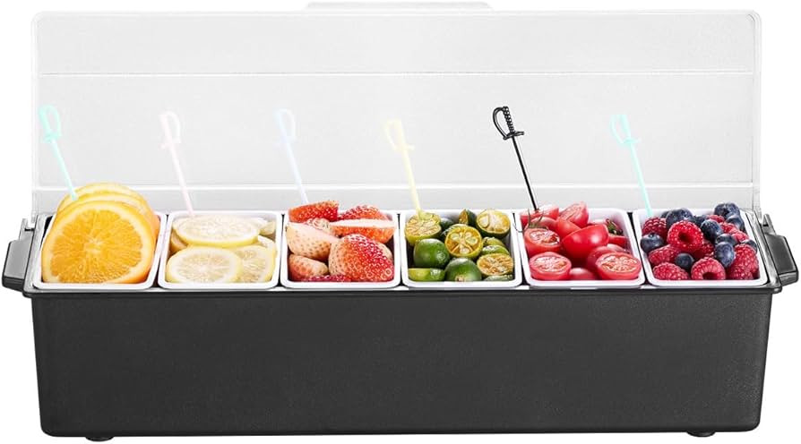 VEVOR Chilled Condiment Server, 6 Compartment Ice Cooled Condiment Serving Container, Chilled Gar... | Amazon (US)
