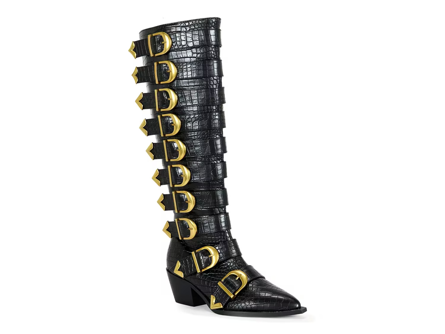 Azalea Wang Graziana Boot | Women's | Black Croc Print | Size 8 | Boots | DSW