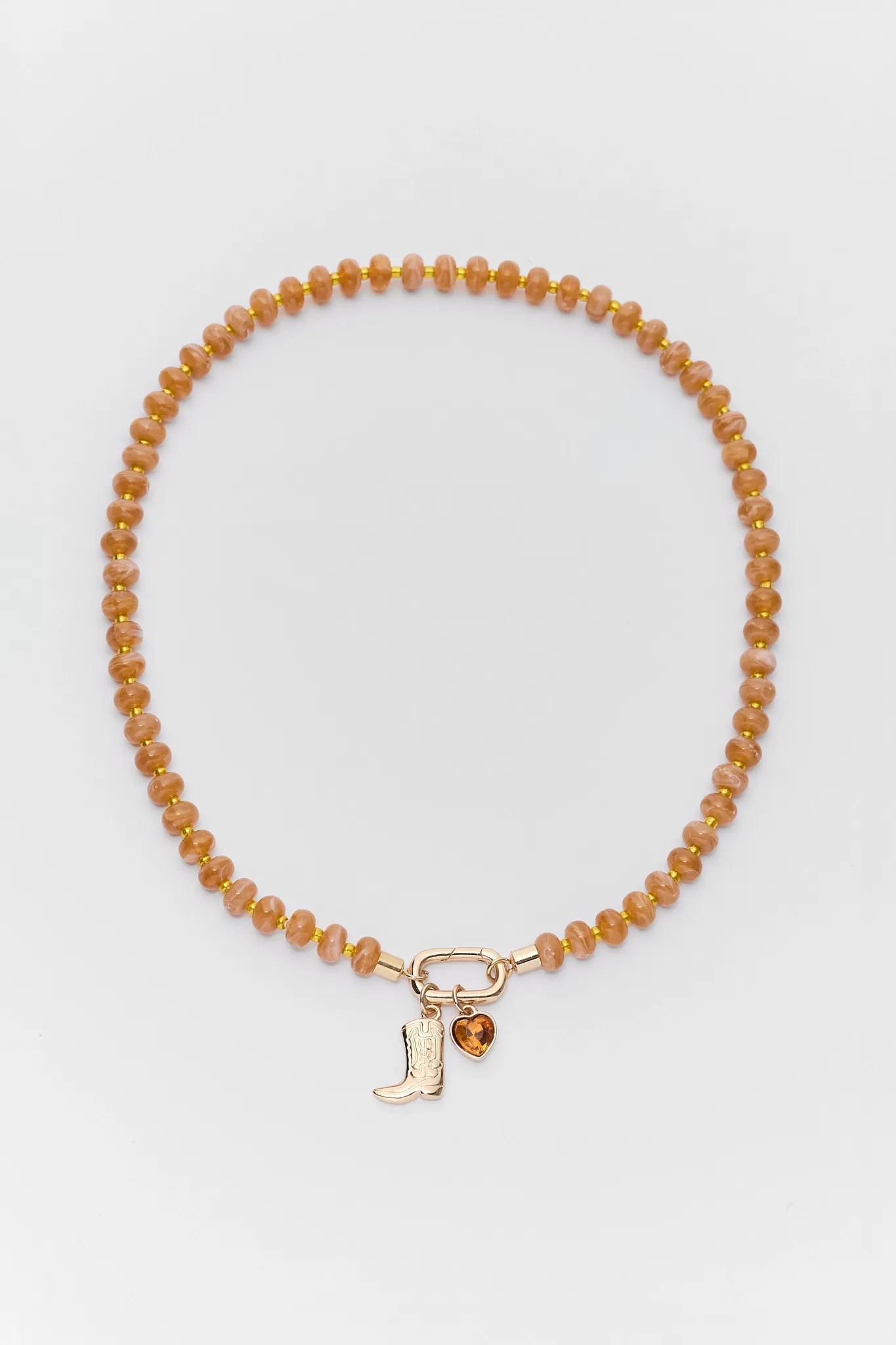Orange Beaded Boot Charm Necklace | Avara