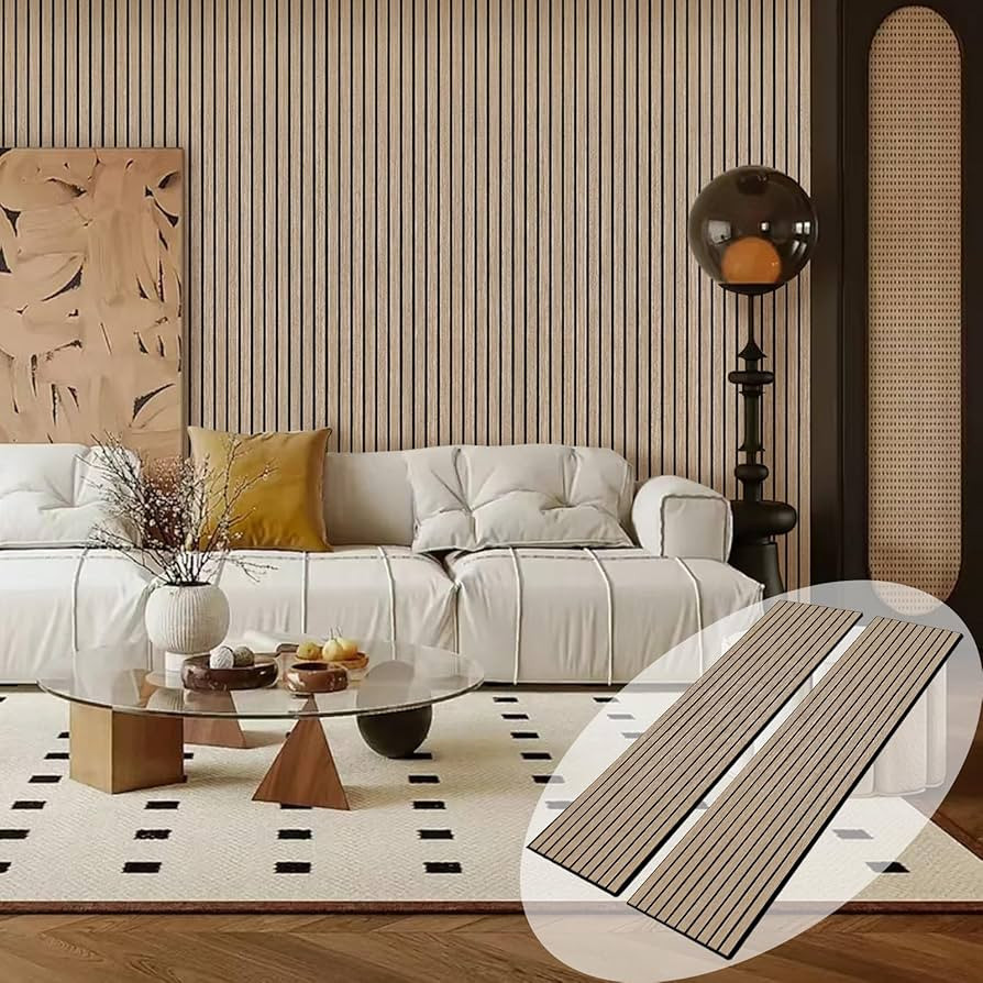 Acoustic Wood Wall Panels, 2 PCS Slat Wall Panels - Walnut Veneer Soundproof Panels for Home & Of... | Amazon (US)