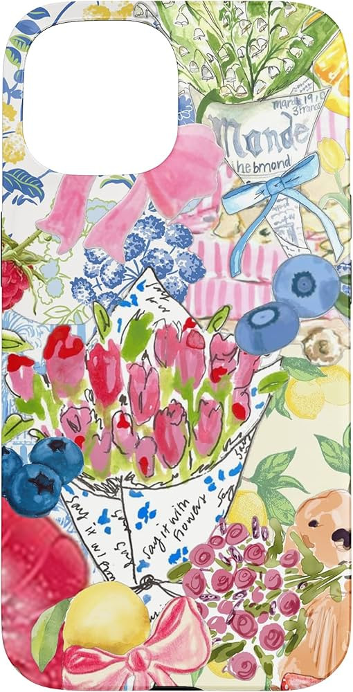 Spring Coquette Watercolor Collage - Preppy Case for iPhone 15 | Amazon (US)