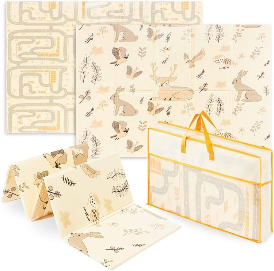 Baby Floor Play Mat Foldable 70.9" x 47.2" x 0.4", Non-Slip Waterproof Foam Play Mat for Kids, To... | Amazon (US)