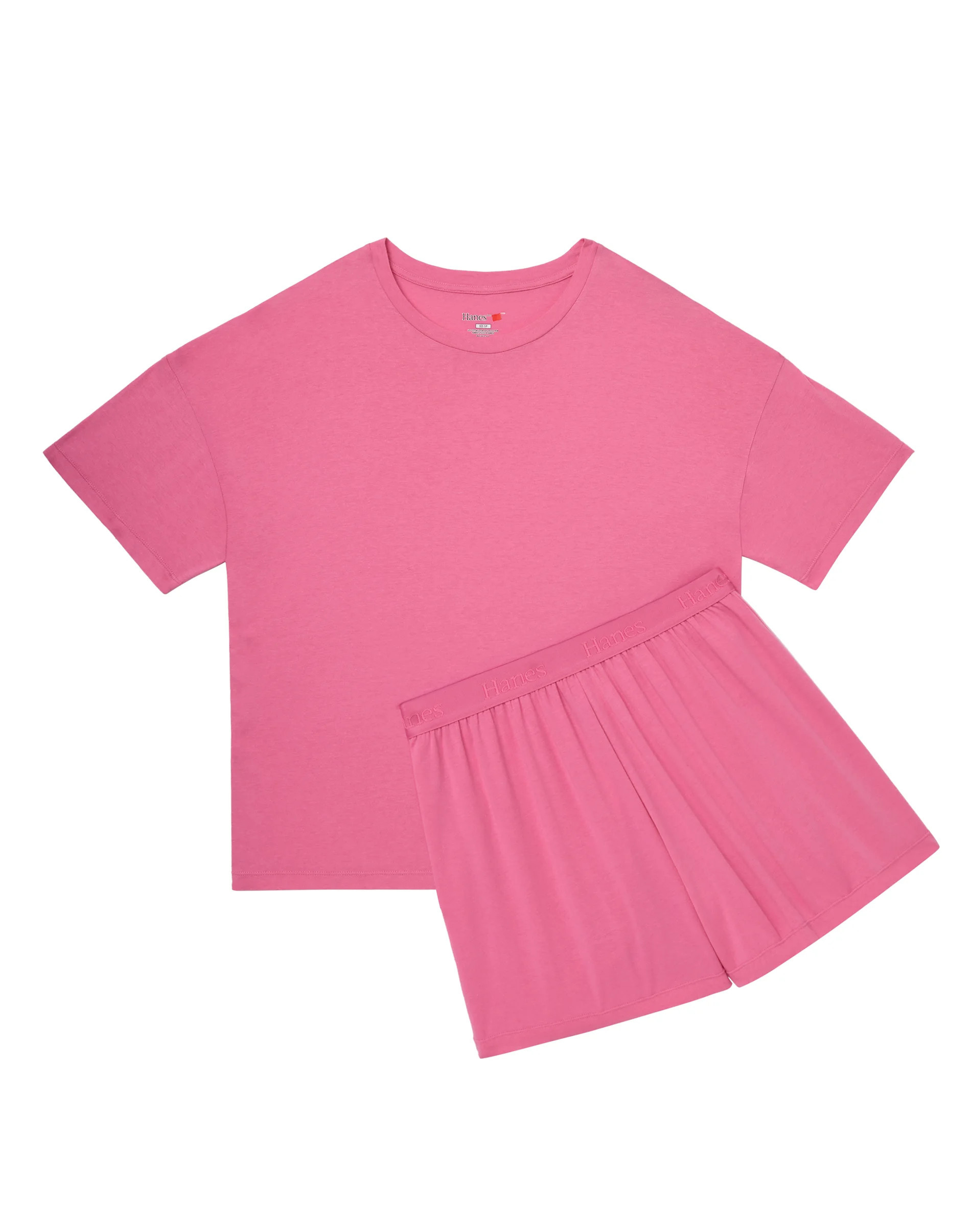 Hanes Comfywear Women's Pajama Set, Loungewear Top & Sleep Shorts Parrot Pink/Parrot Pink L | Hanes.com