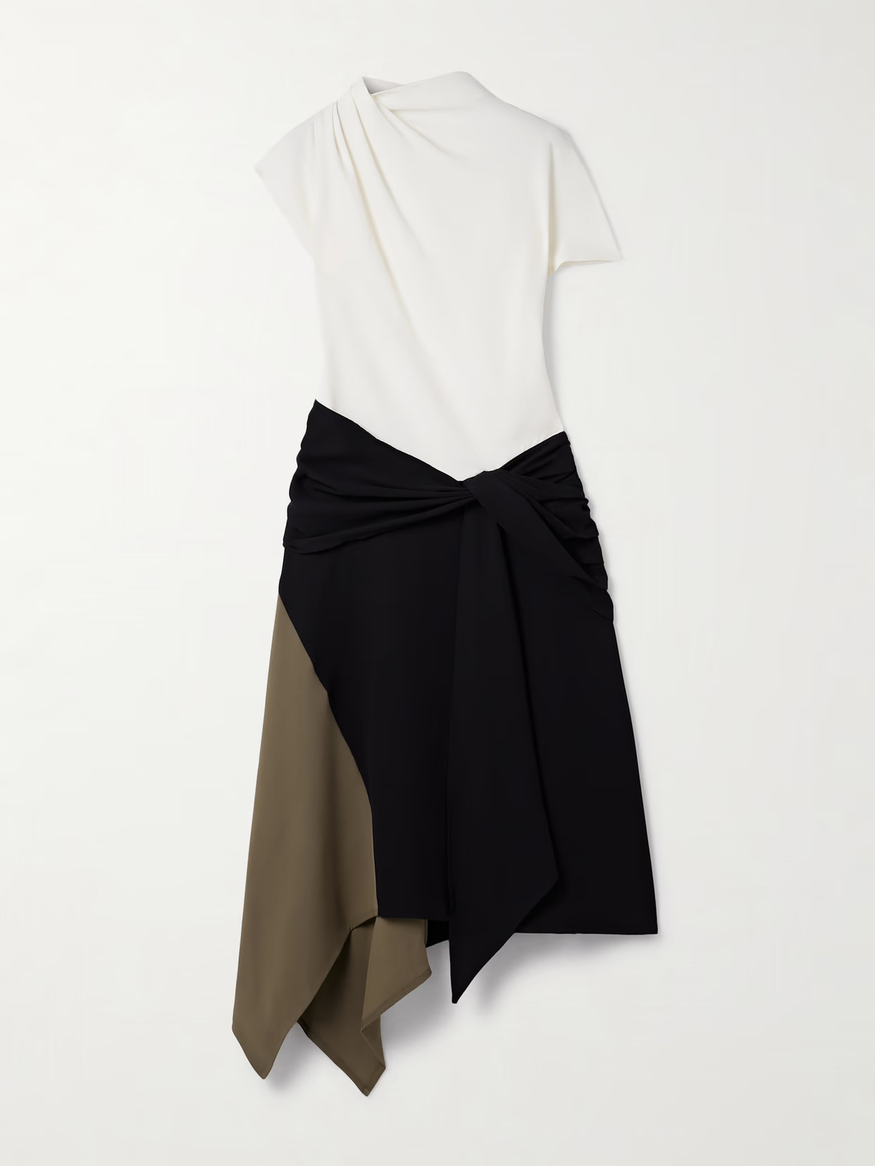 STAUD - Davina Asymmetric Paneled Color-block Draped Crepe Dress - Multi - US0 | NET-A-PORTER APAC