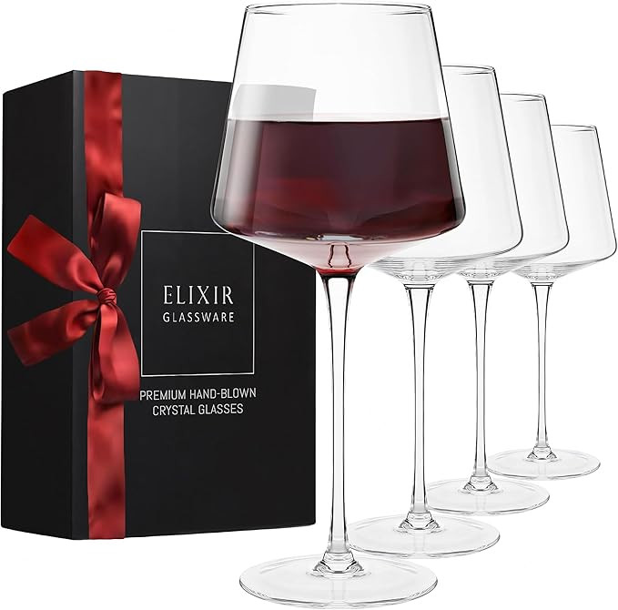 ELIXIR GLASSWARE Red Wine Glasses Set of 2-22 oz - Hand Blown Crystal Wine Glasses - Tall Long St... | Amazon (US)