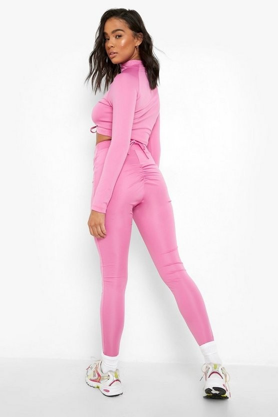 Tie Waist Ruched Booty Boost Active Legging | Boohoo.com (US & CA)
