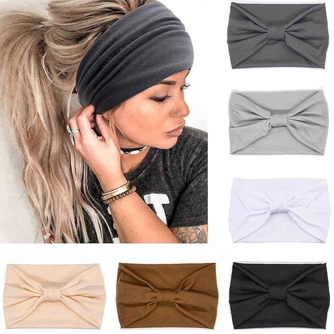 IVARYSS Wide Headbands for Women, Neutral Knotted Head Wraps Turbans, Large African Style Head Ba... | Amazon (US)