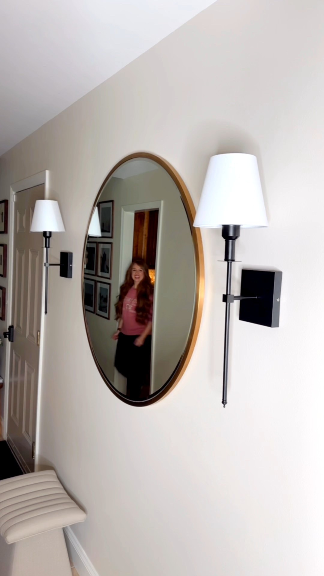 No hard wiring needed with these Amazon rechargeable wall sconces ! They come in more sizes and finishes too! These are the 25in! 

Round wall mirror is 40 inches 

#LTKStyleTip #LTKHome