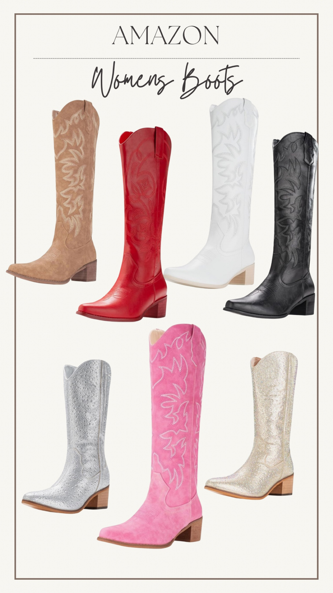 Stepping into style with these cute cowboy boots! How adorable are these boots from Amazon! Perfect for your next concert or girls night out! 🥾✨ #BootGoals #WesternVibes #concertoutfit #country #countryconcert 

#LTKFindsUnder100 #LTKShoeCrush #LTKHoliday