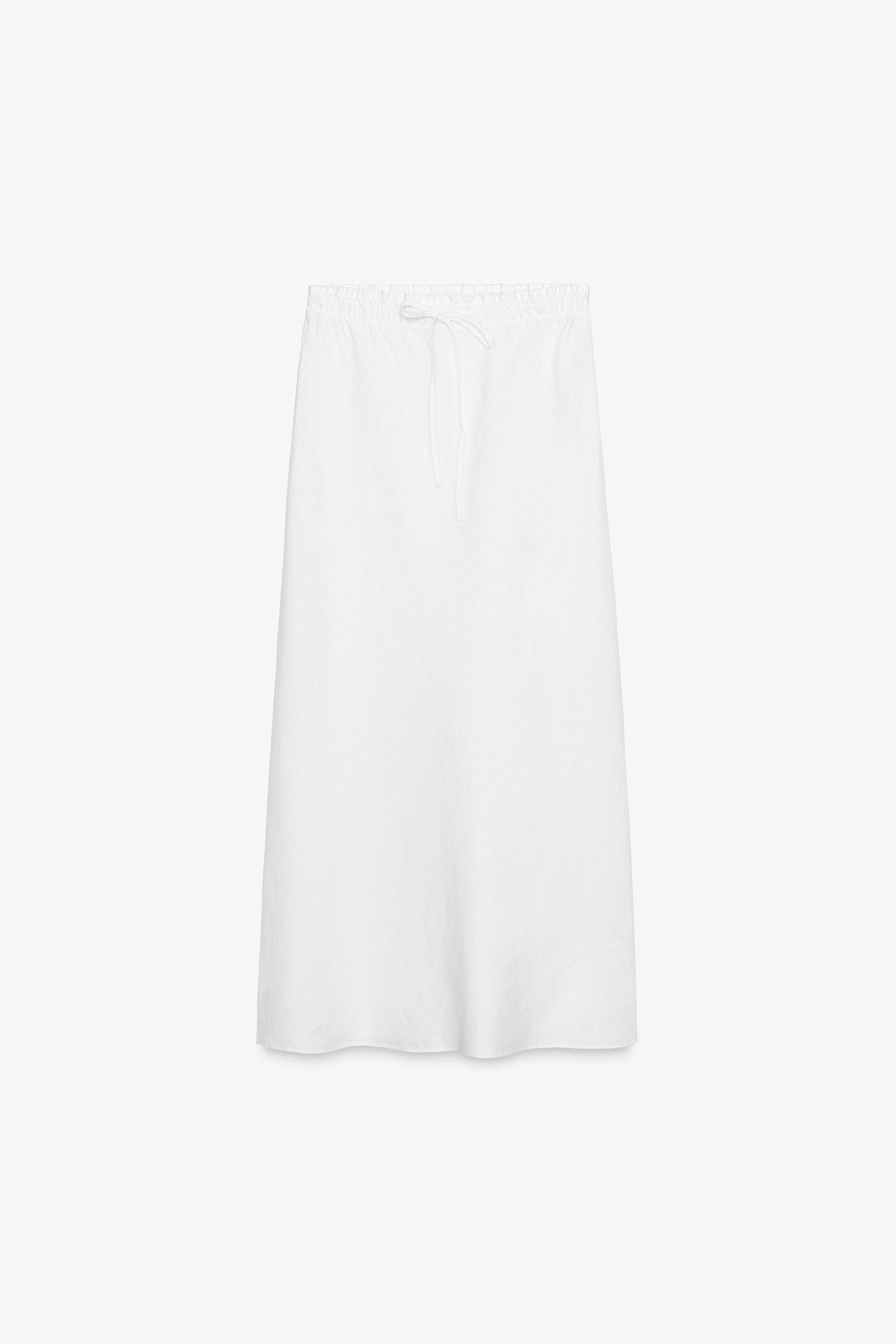 ZW COLLECTION 100% LINEN MIDI SKIRT | Zara US